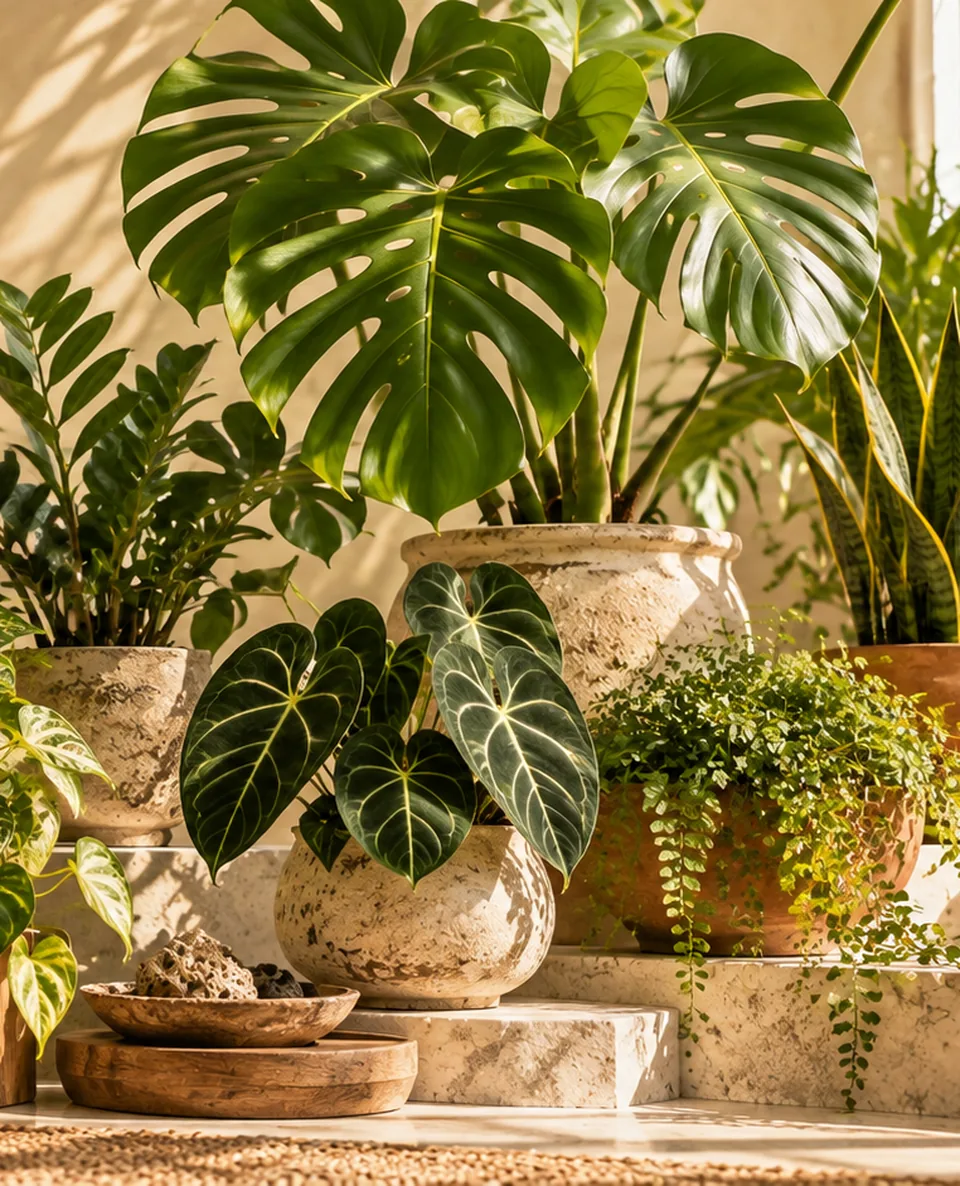 Decorative cropped botanical editorial artwork accompanying Arrowhead vine; not a specimen identification photograph of Syngonium podophyllum