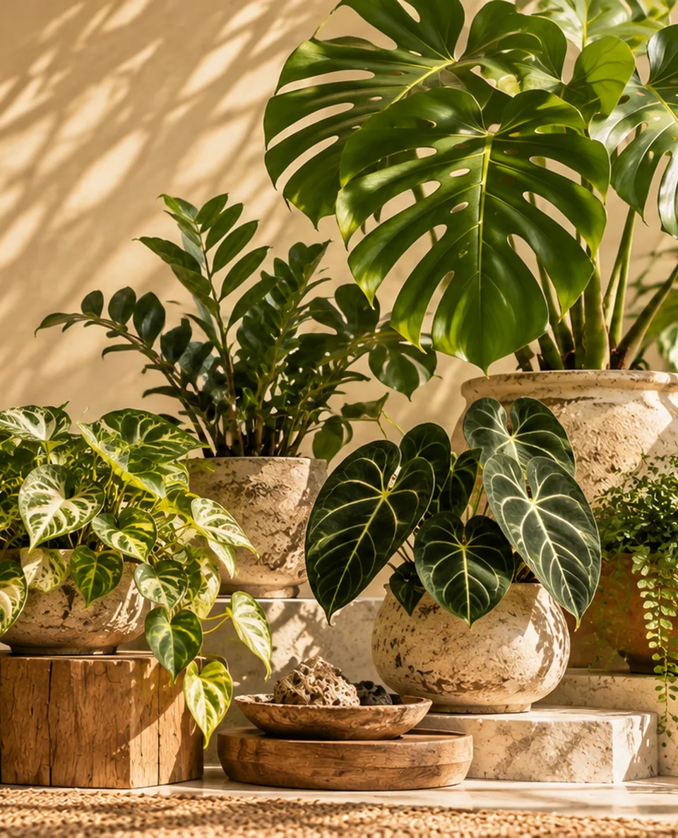 Decorative cropped botanical editorial artwork accompanying Heartleaf philodendron; not a specimen identification photograph of Philodendron hederaceum
